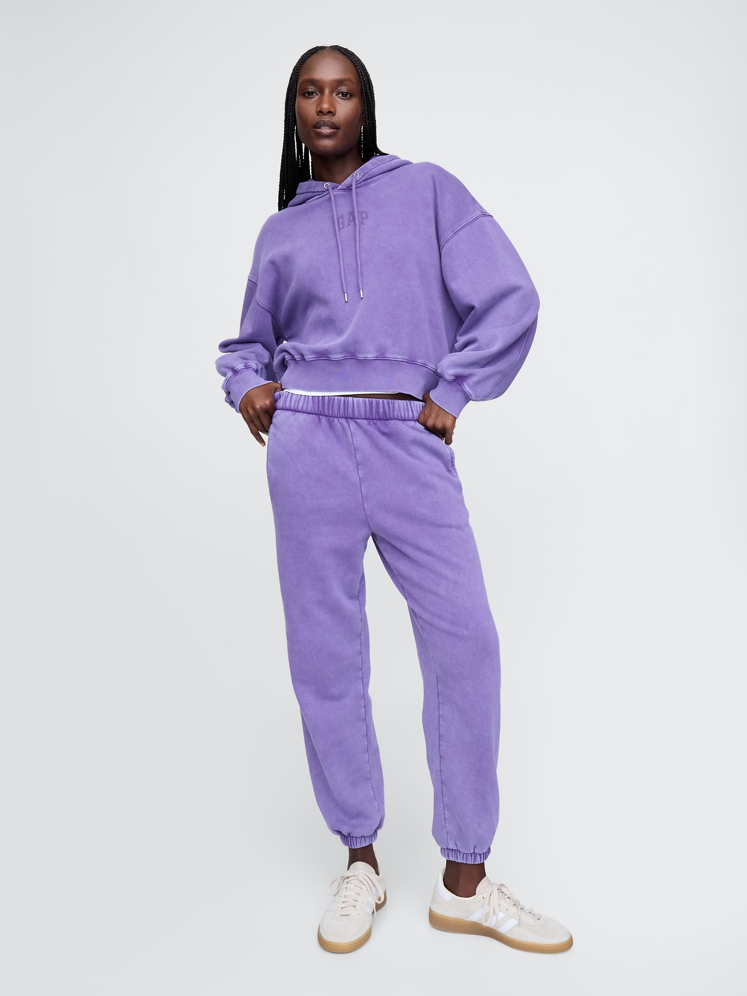 Pantalon de jogging boyfriend à taille haute - Violet