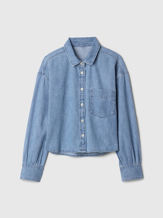 L'image numéro 5 présente Chemise surdimensionnée en denim pour Enfant