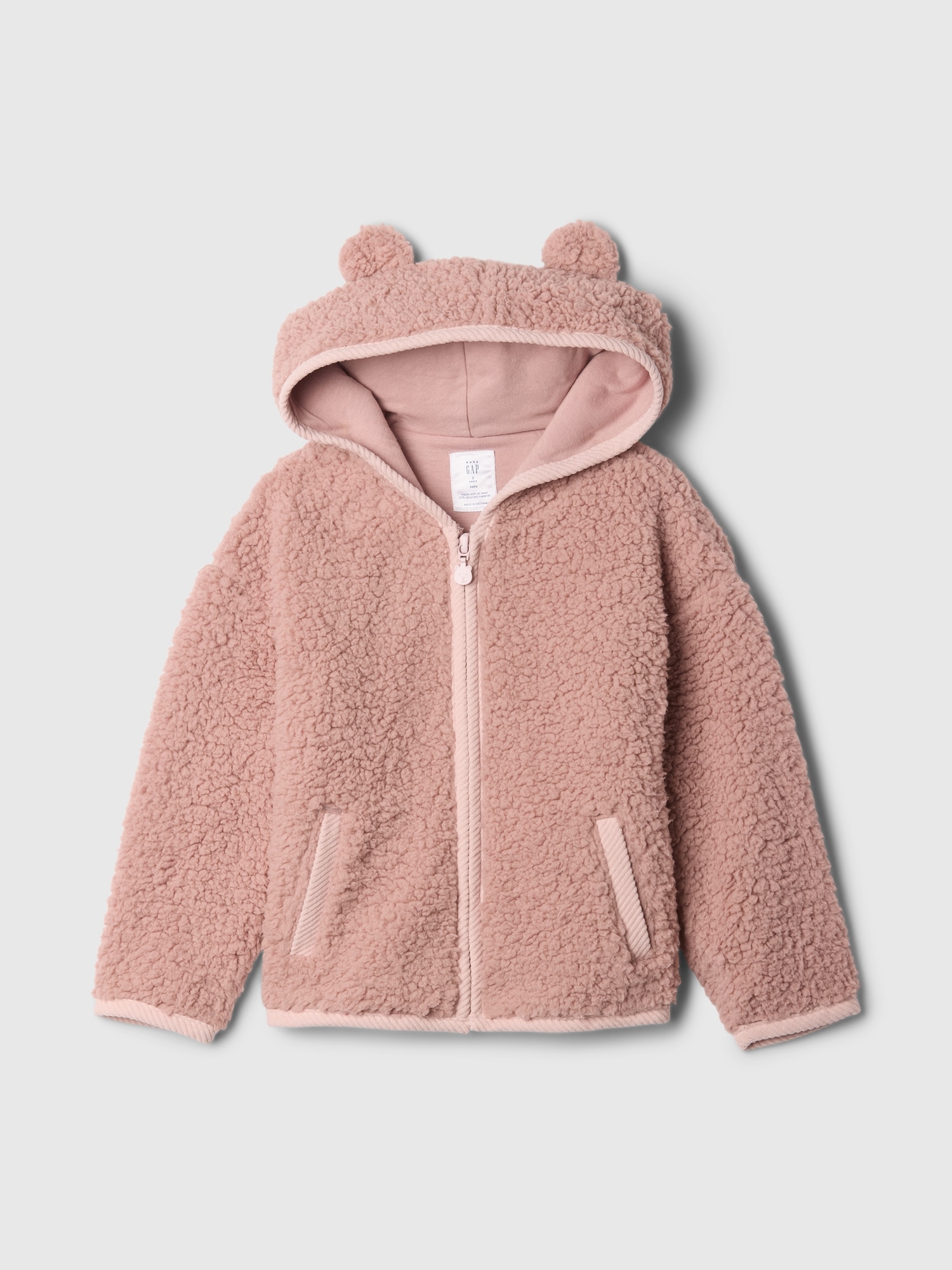 Toddler Girls Sherpa Zip Bear Hoodie by Gap Pink Size 5 YRS