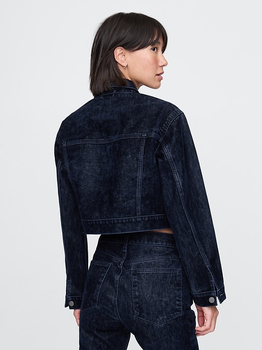 Image number 2 showing, Flocked Cropped Icon Denim Jacket