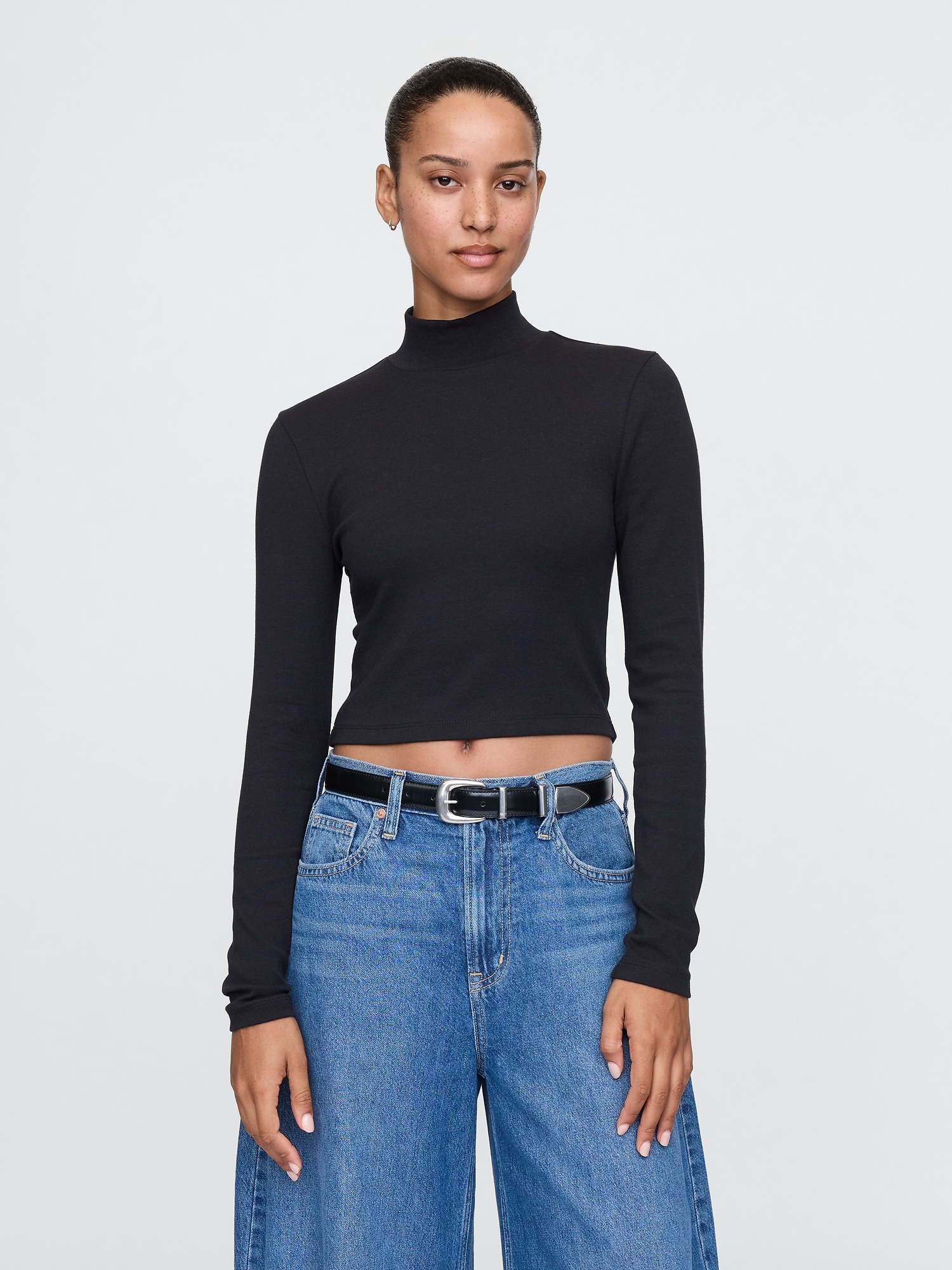 Modern Cropped Mockneck Shirt