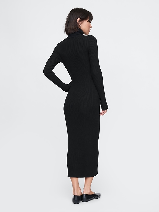 Image number 2 showing, Turtleneck Rib Midi Sweater Dress