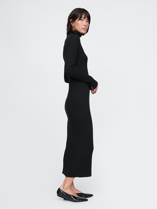 Image number 3 showing, Turtleneck Rib Midi Sweater Dress