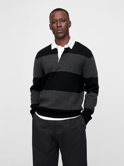 Image number 1 showing, CashSoft Rugby Polo Sweater