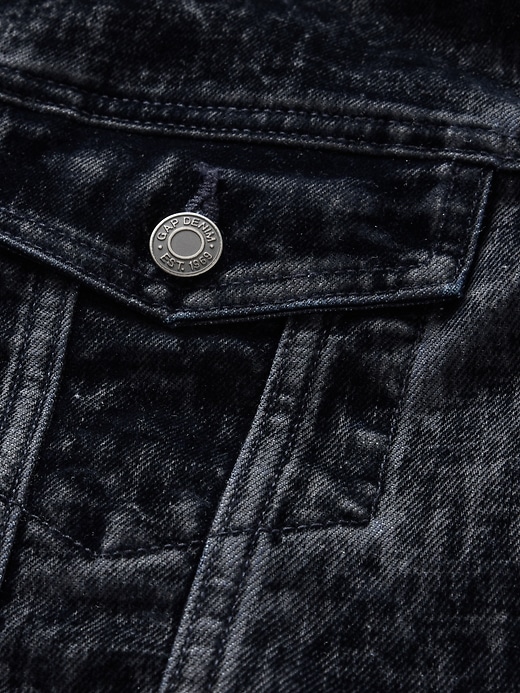 Image number 4 showing, Flocked Cropped Icon Denim Jacket