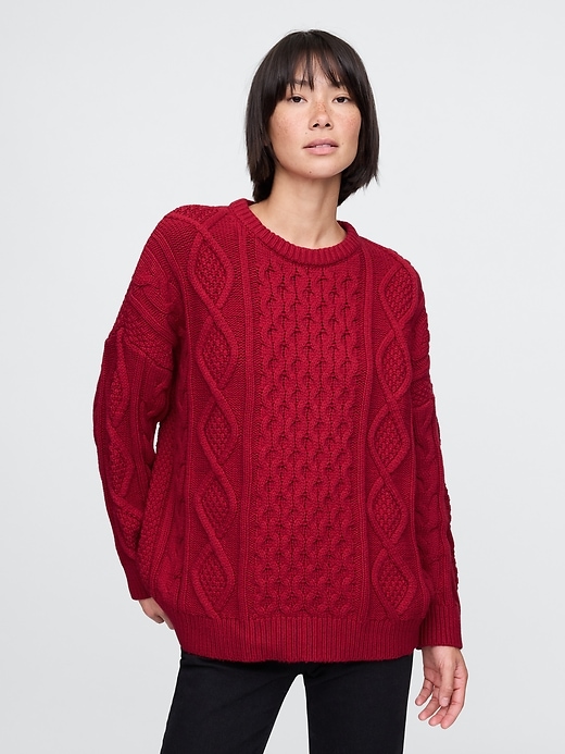 Image number 6 showing, Oversized Mixed Cable-Knit Sweater