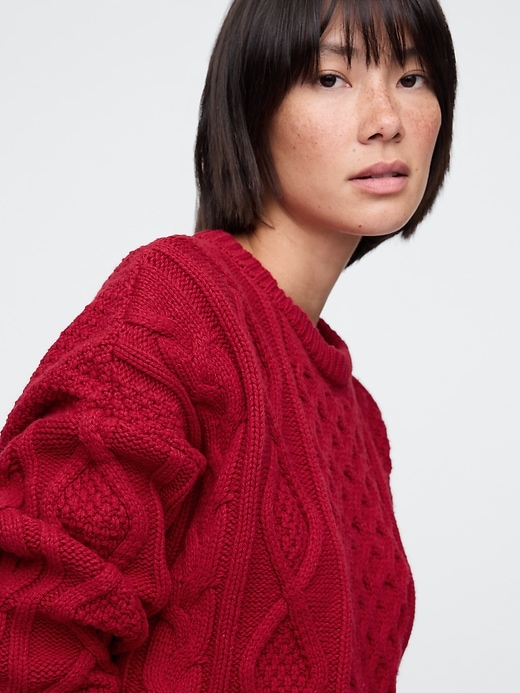 Image number 7 showing, Oversized Mixed Cable-Knit Sweater