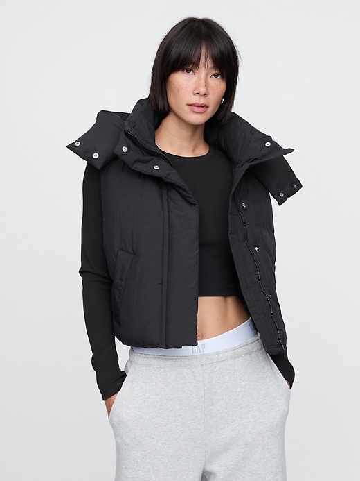 Image number 1 showing, Cropped Duvet Wrap Puffer Vest