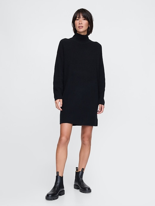 Image number 6 showing, CashSoft Rib Turtleneck Mini Sweater Dress