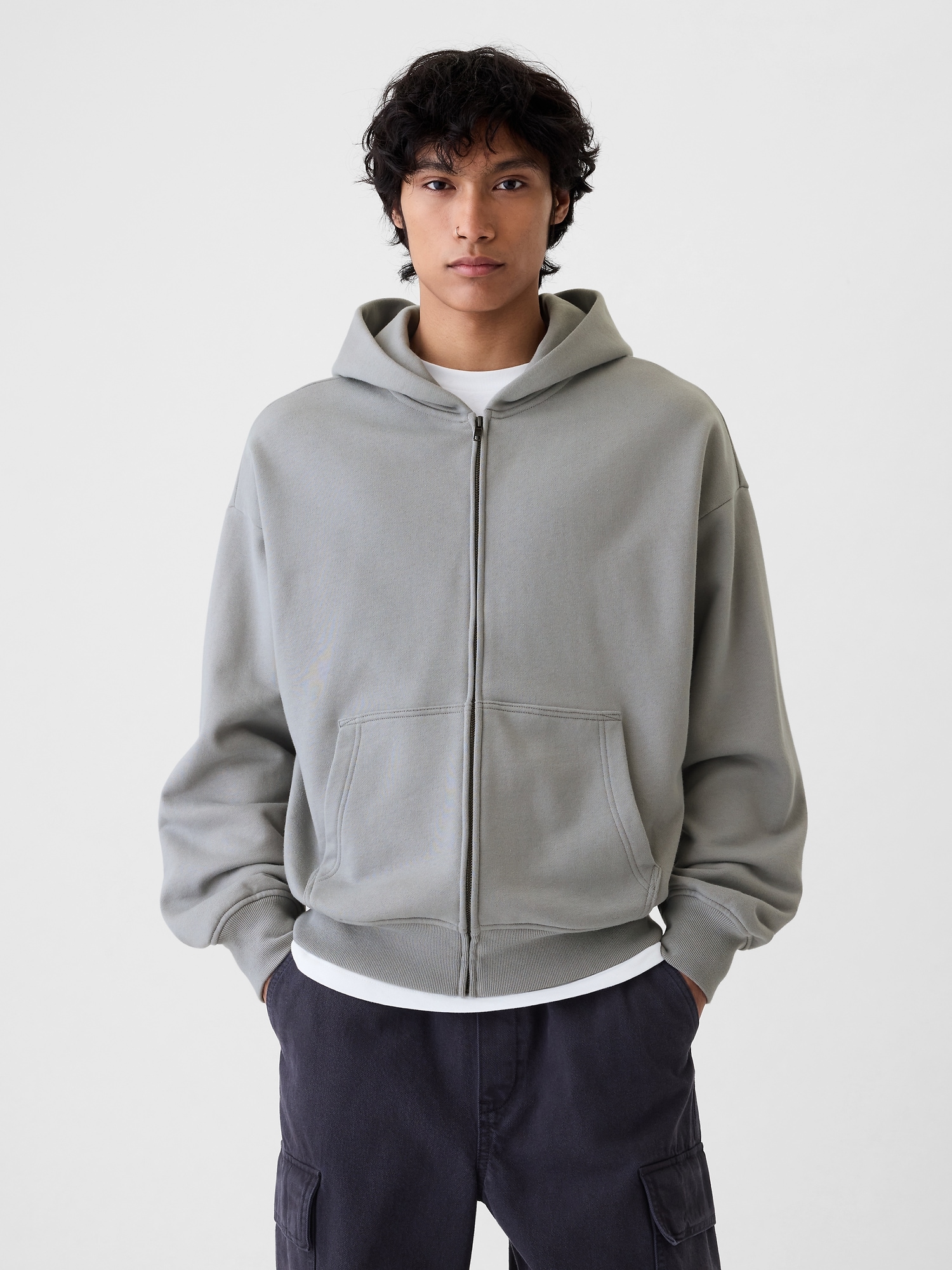 Loose zip up hoodie on sale