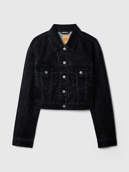 Image number 5 showing, Flocked Cropped Icon Denim Jacket