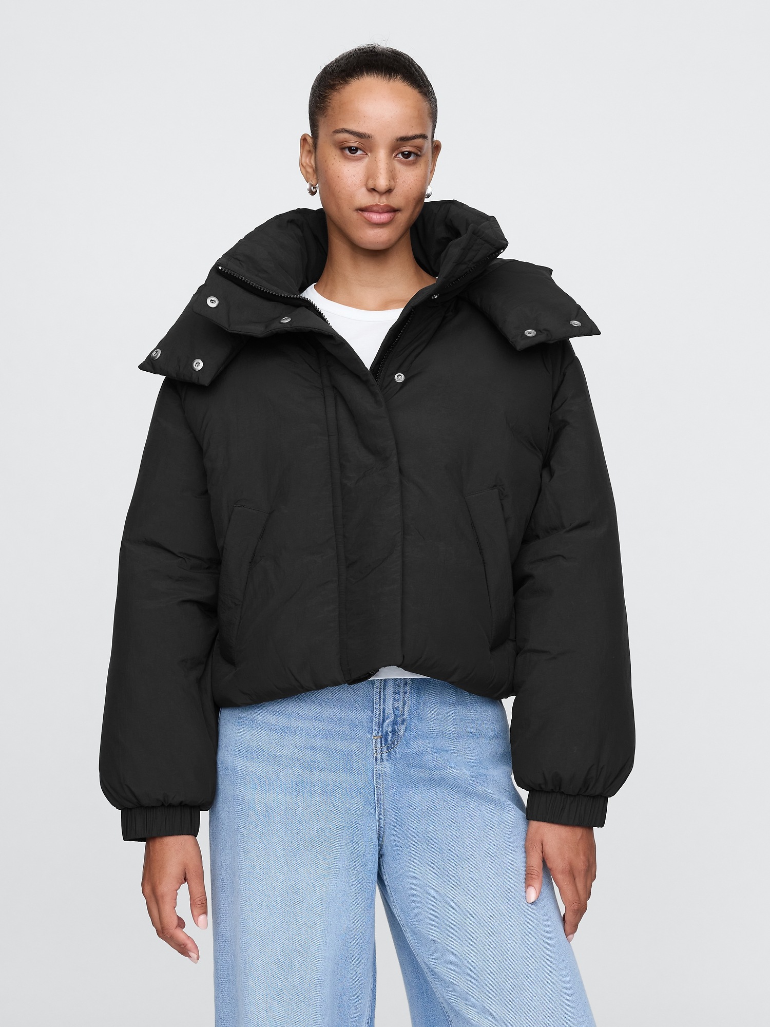 Cropped Duvet Wrap Puffer Jacket Gap