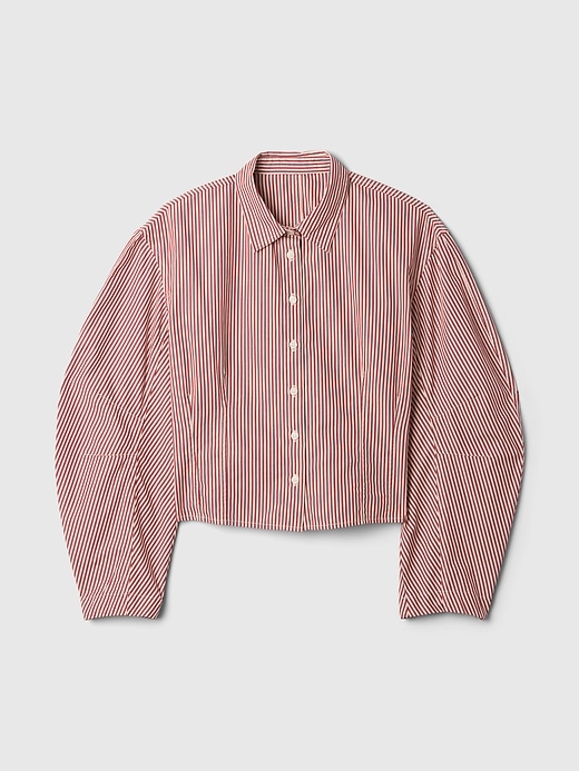 Image number 5 showing, Organic Cotton Barrel Sleeve Cropped Shirt