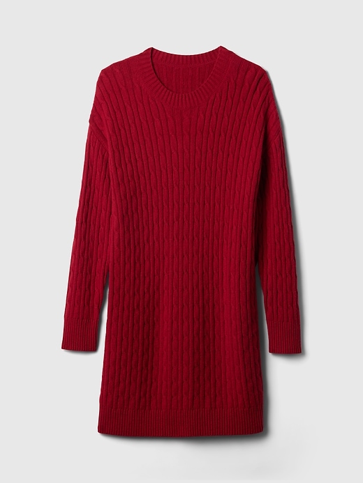 Image number 7 showing, CashSoft Cable-Knit Mini Sweater Dress