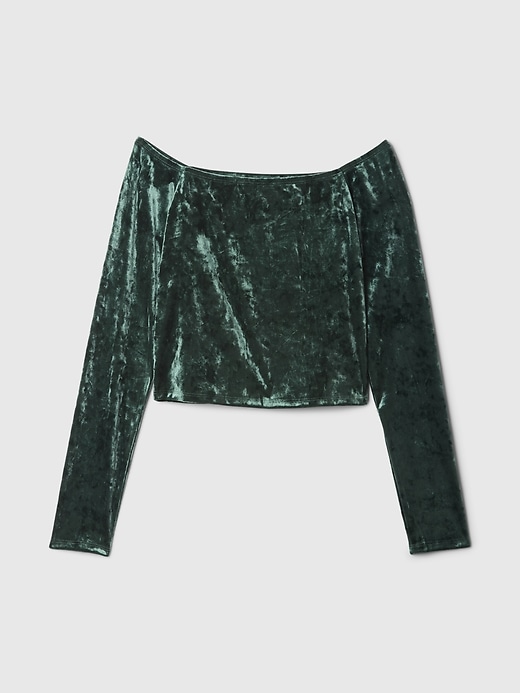 Image number 5 showing, Cropped Velvet Off-Shoulder Top