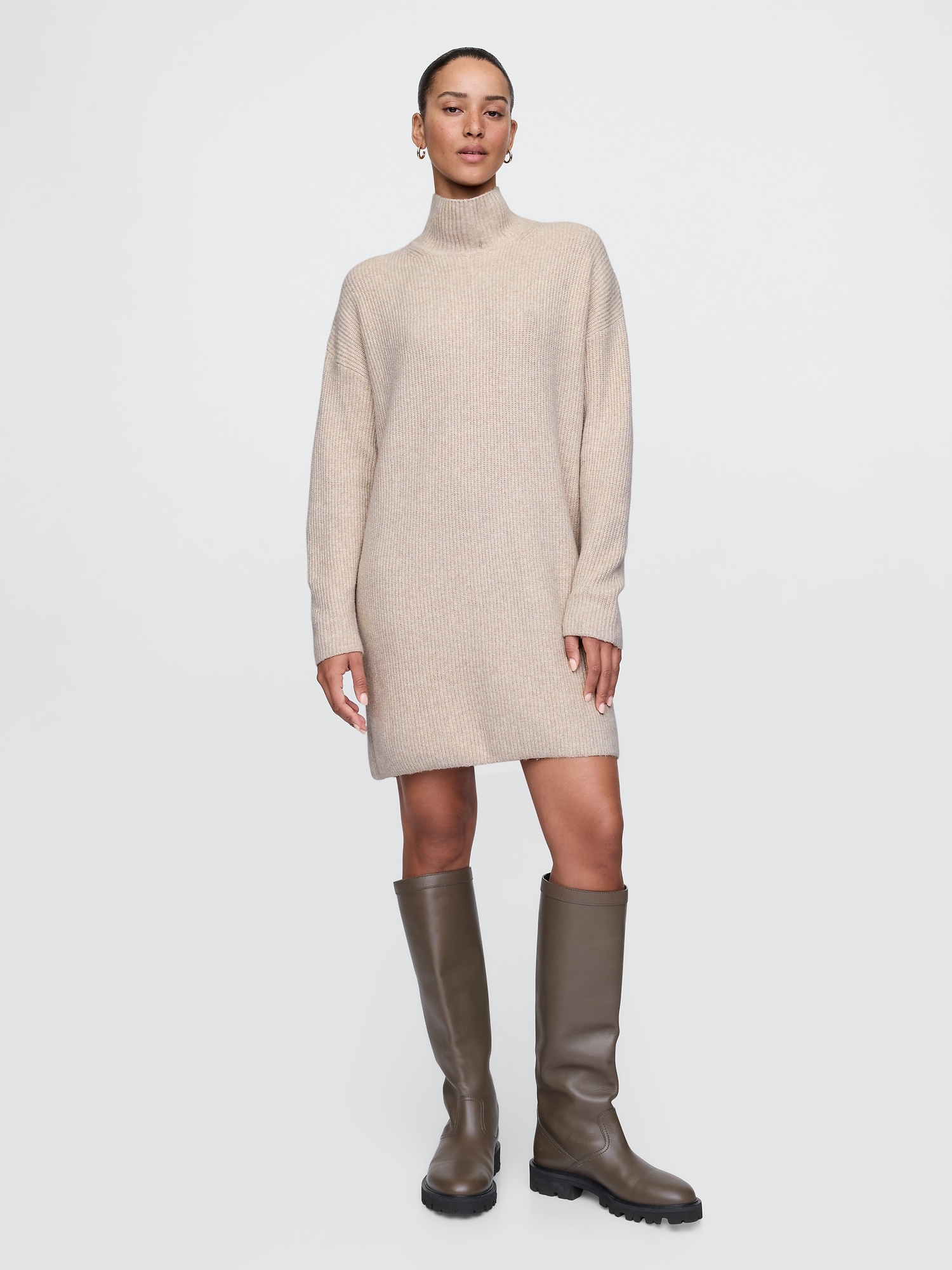 CashSoft Rib Turtleneck Mini Sweater Dress