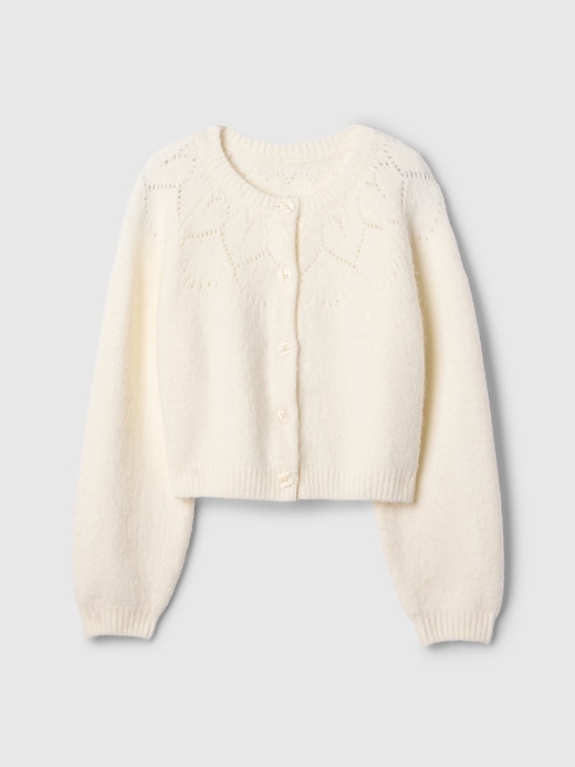 Image number 5 showing, Kids Cropped Pointelle Heart Cardigan