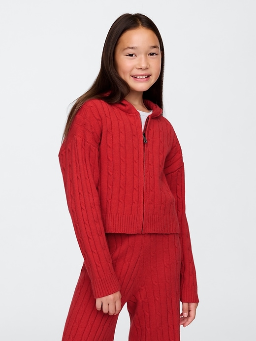 Image number 1 showing, Kids CashSoft Cable-Knit Sweater Hoodie