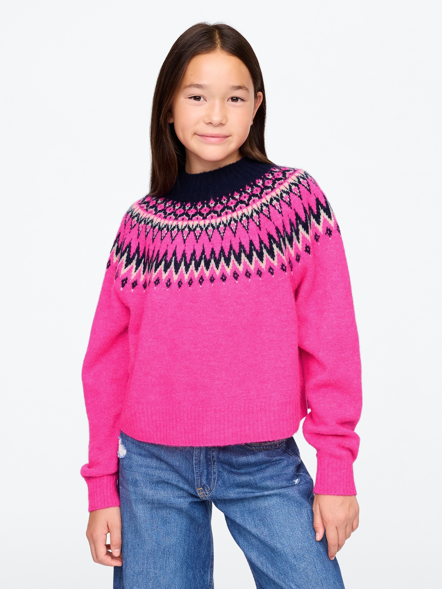 Girls Fair Isle Sweater by Gap Pink Size XS