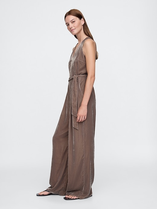 Image number 3 showing, Recycled Velvet V-Neck Jumpsuit