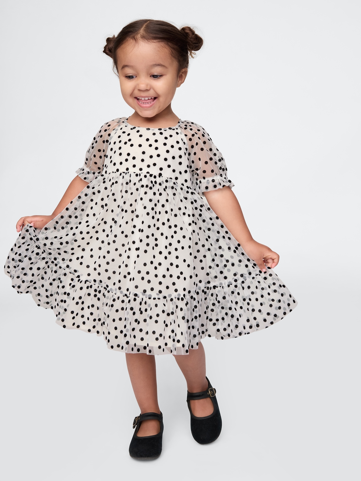 Robe à manches bouffantes en tulle à pois babyGap