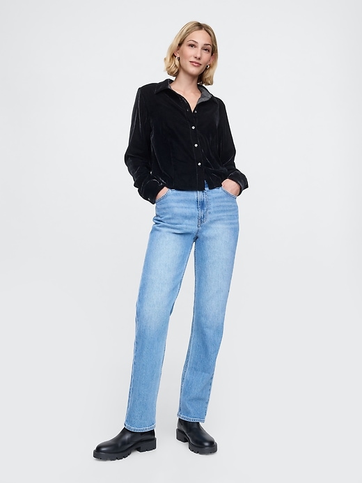 Image number 3 showing, Cropped Velvet Shirt