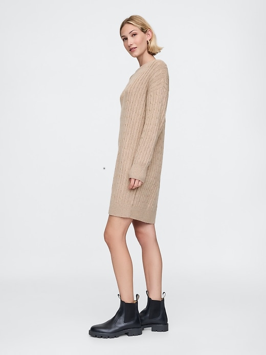 Image number 7 showing, CashSoft Cable-Knit Mini Sweater Dress