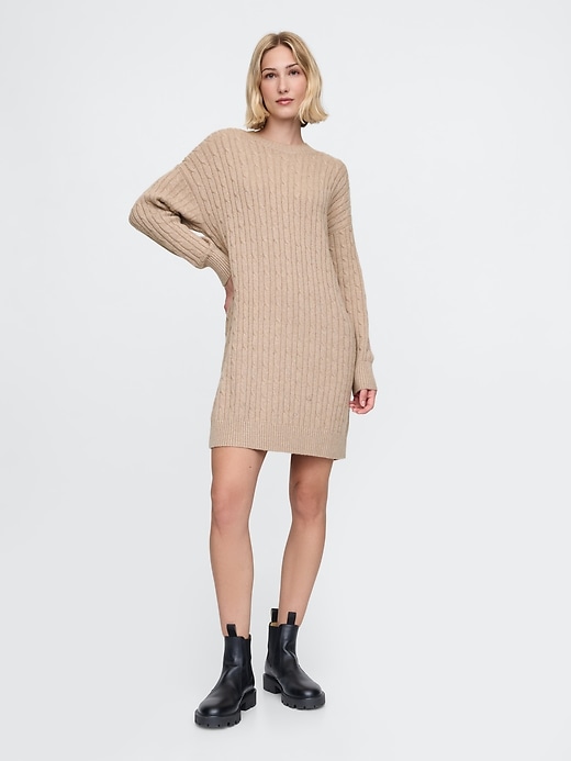 Image number 6 showing, CashSoft Cable-Knit Mini Sweater Dress