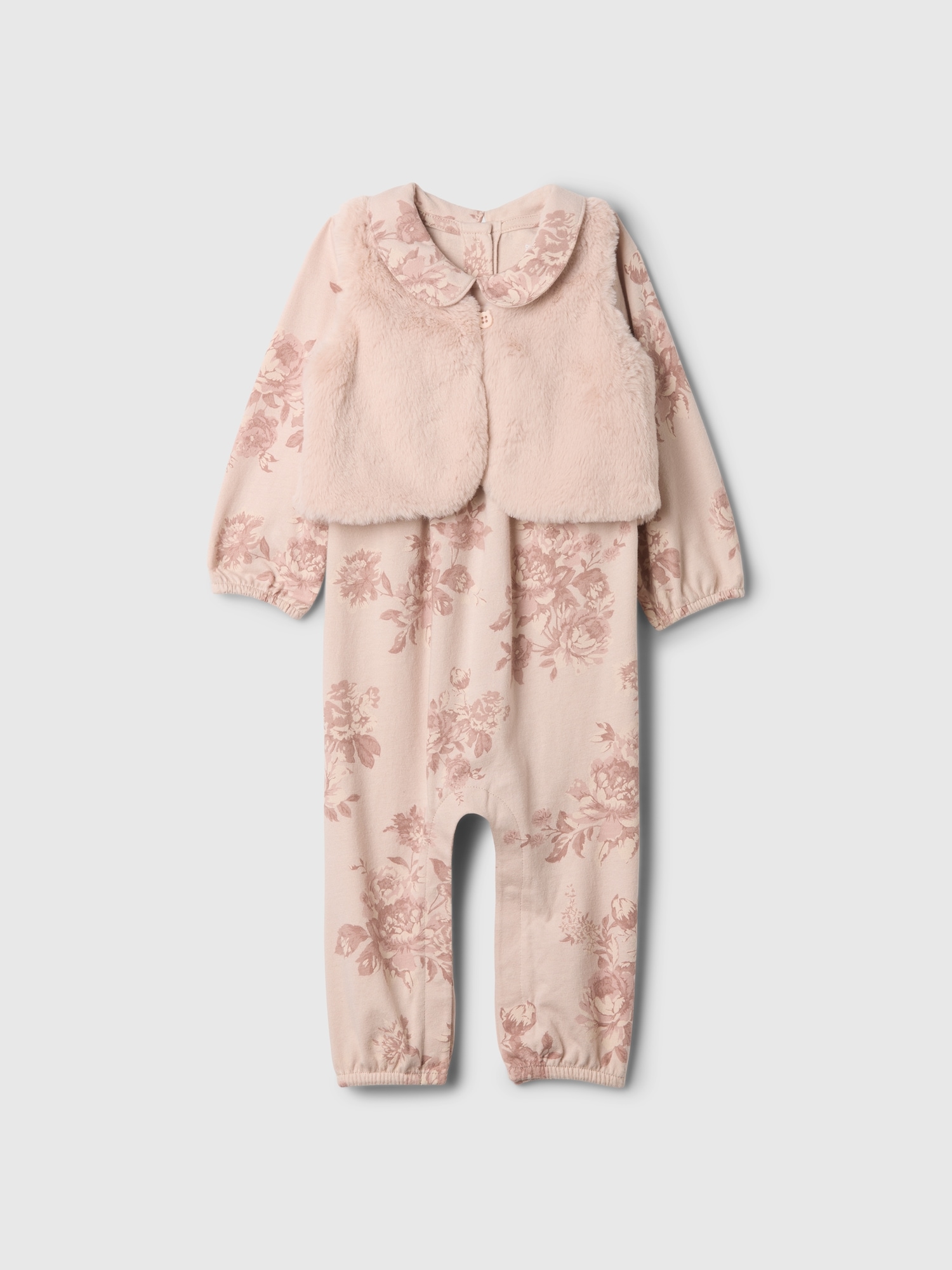 Ensemble avec gilet en fausse fourrure pour bébé