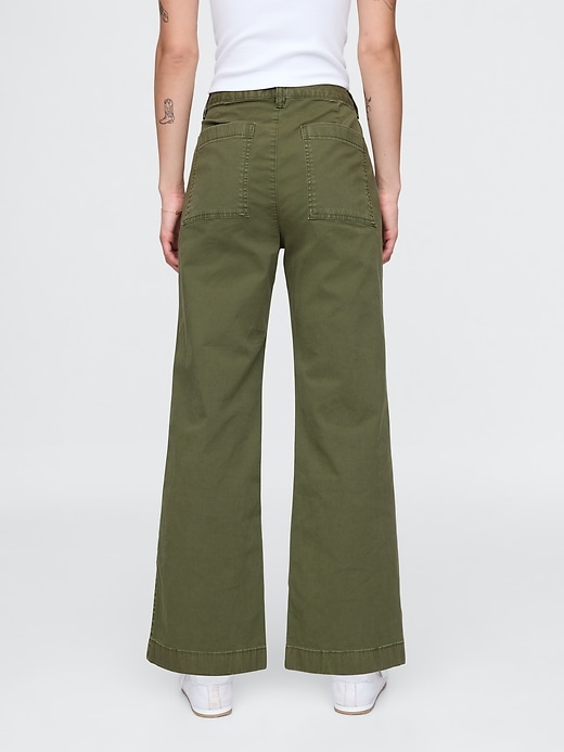 Image number 4 showing, High Rise Stride Wide-Leg Ankle Khakis