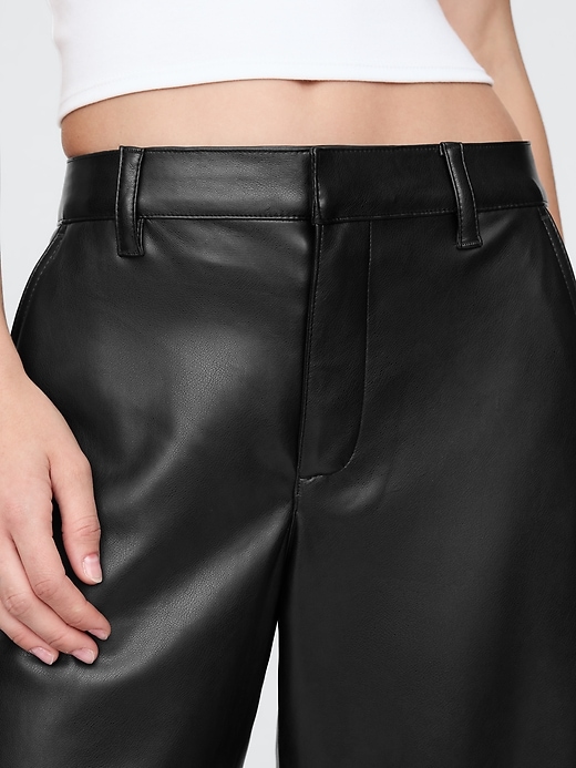 Image number 8 showing, Mid Rise Vegan Leather Barrel Pants