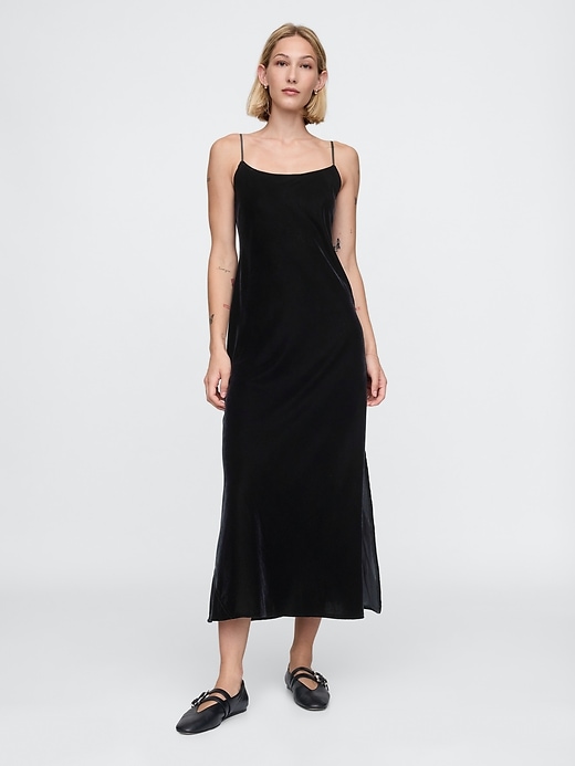 Image number 1 showing, Recycled Velvet Maxi Slip Dress