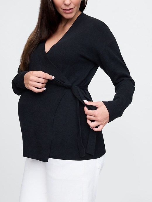 Image number 4 showing, Maternity CashSoft Wrap Sweater