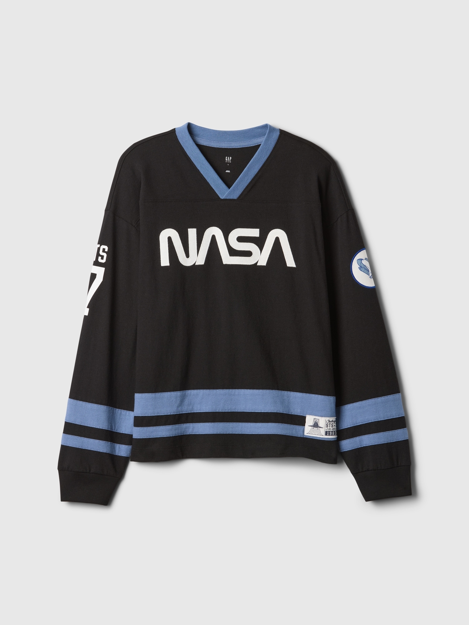 T-shirt en jersey de style chandail de hockey à logo de la NASA pour Enfant