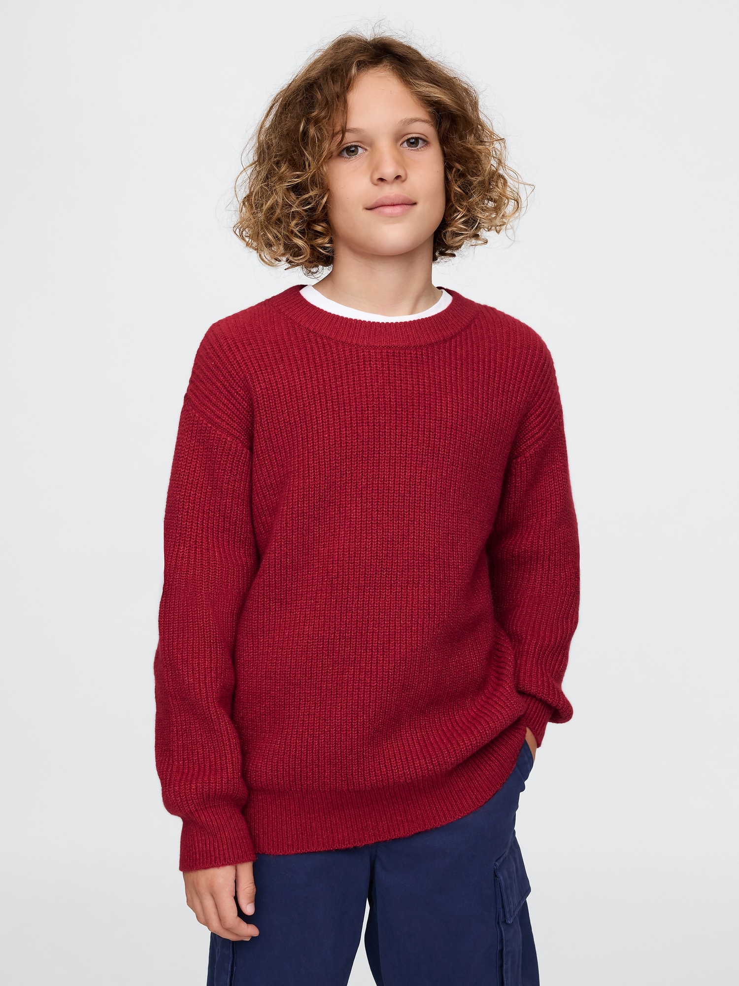 Boys Cashsoft Rib Crewneck Sweater by Gap Red Size XL