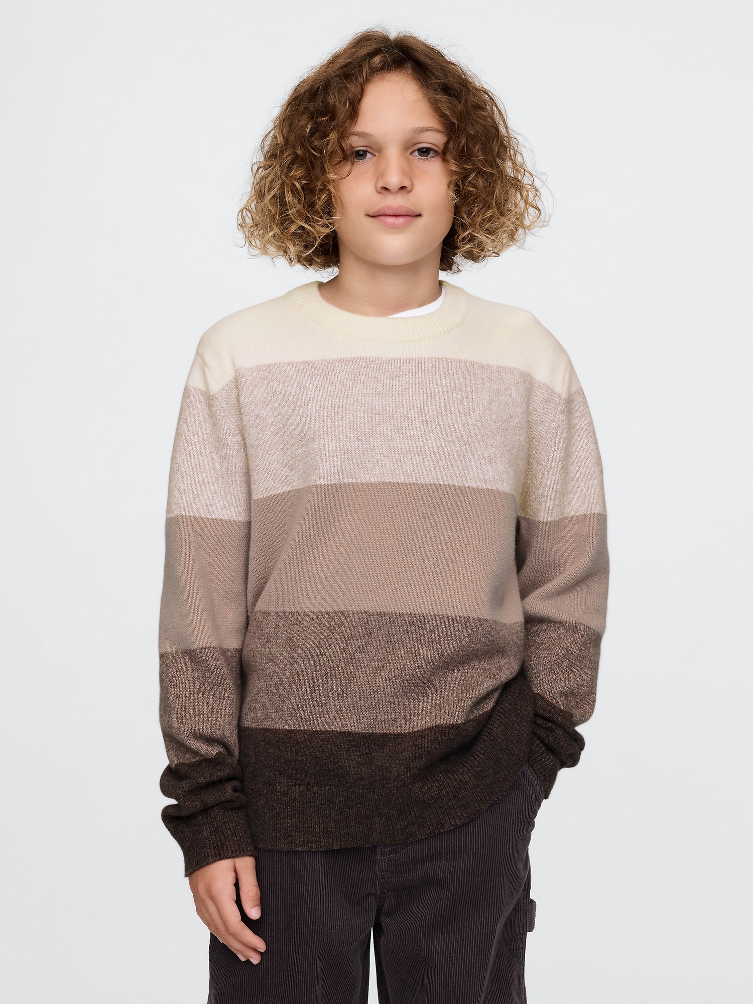 Kids CashSoft Striped Crewneck Sweater