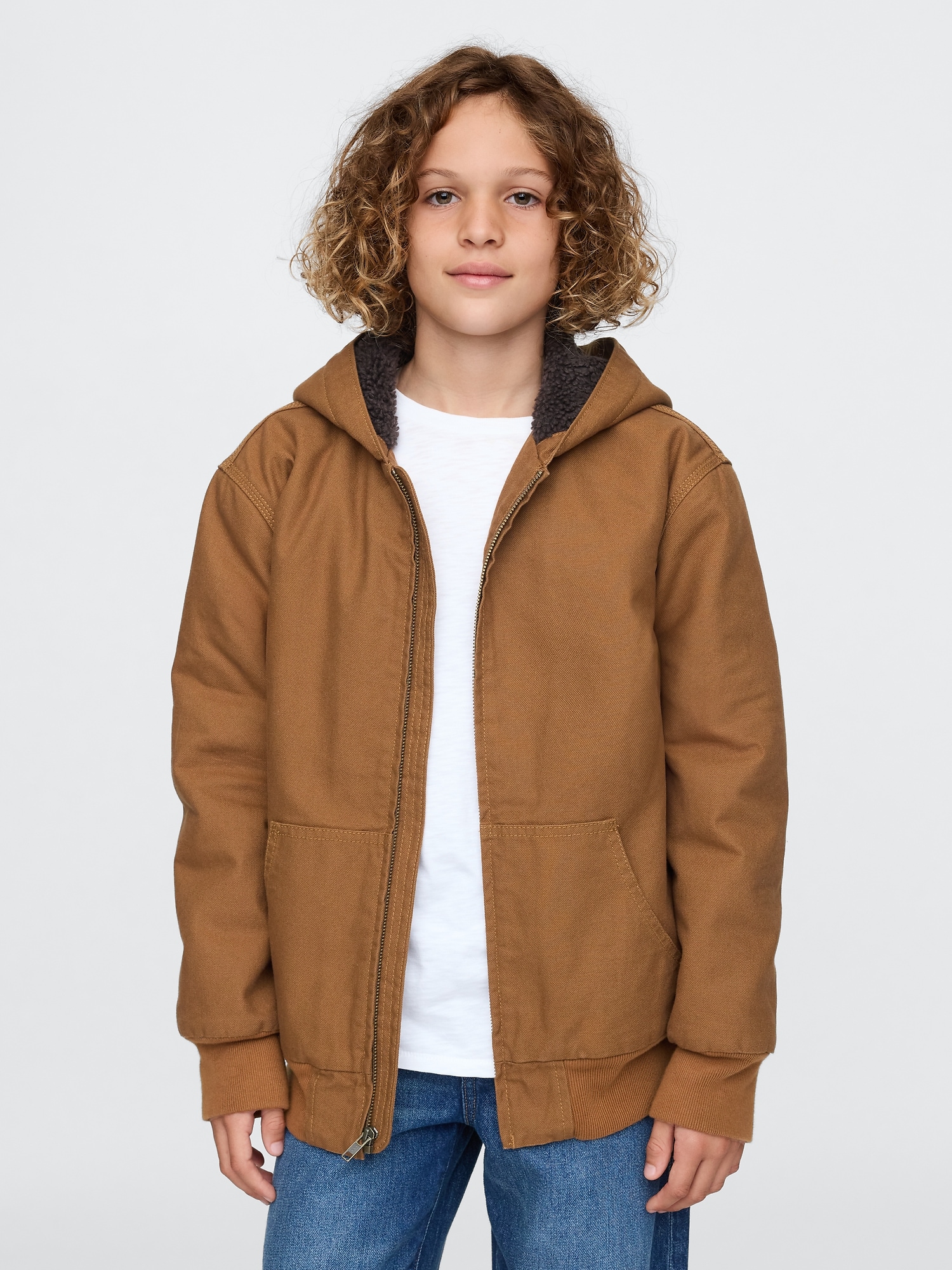 Blouson d’aviateur douillet en toile pour Enfant