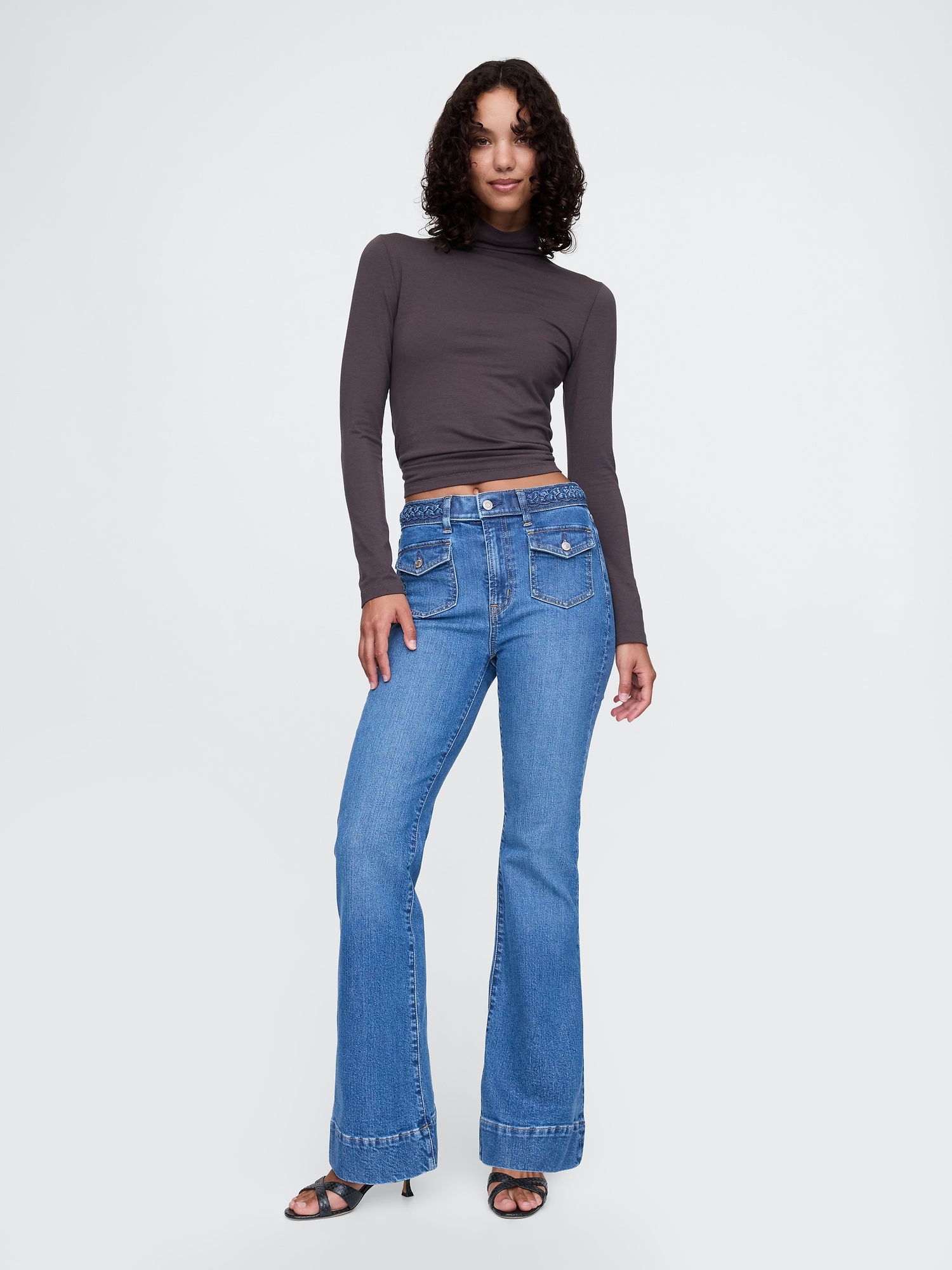 High Rise Braided '70s Flare Jeans