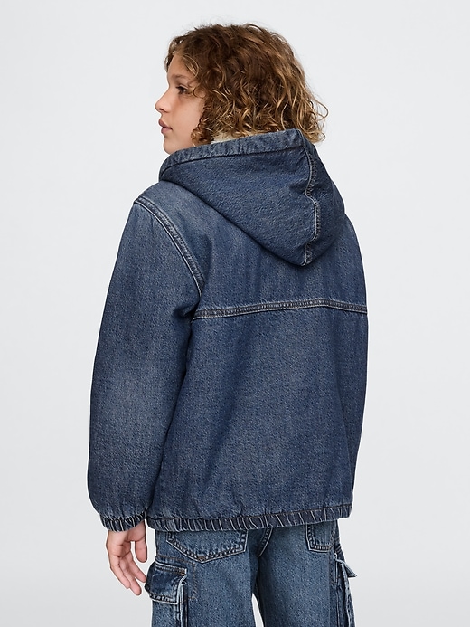 L'image numéro 2 présente Chandail à capuchon douillet à glissière en denim douillet pour Enfant