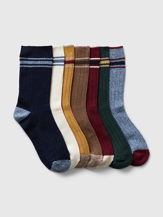 Voir une image plus grande du produit 1 de 1. Chaussettes en tricot côtelé jaspé pour Enfant (paquet de 7 paires)