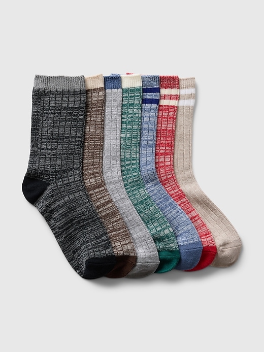 Voir une image plus grande du produit 1 de 1. Chaussettes en tricot côtelé jaspé pour Enfant (paquet de 7 paires)