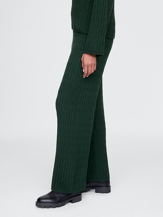 Image number 3 showing, CashSoft Cable-Knit Sweater Pants