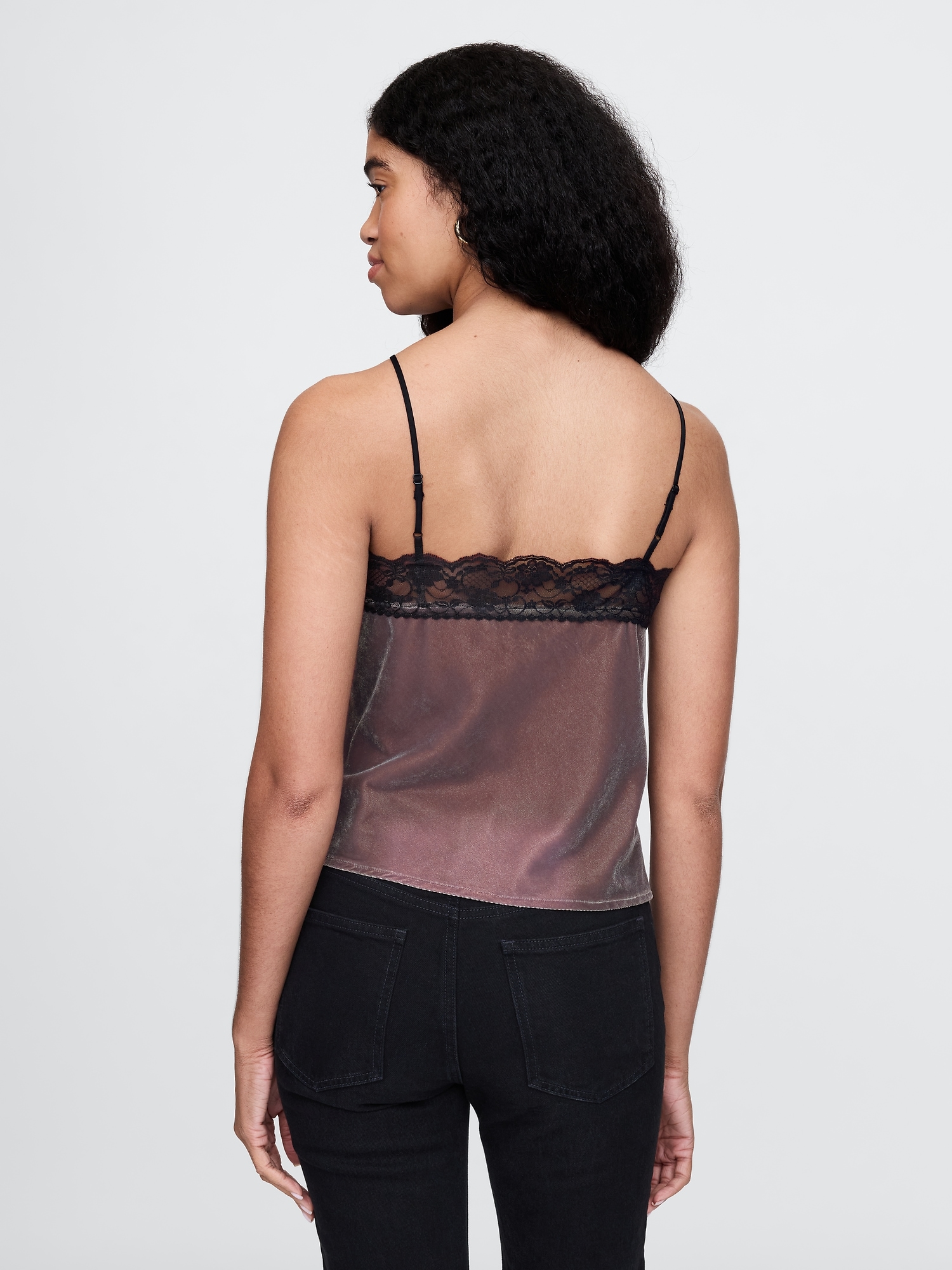 Recycled Velvet Lace-Trim Cami