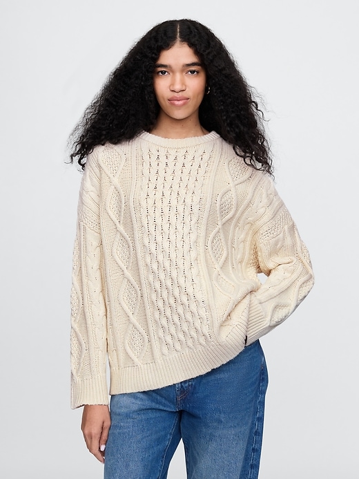 Image number 6 showing, Oversized Mixed Cable-Knit Sweater