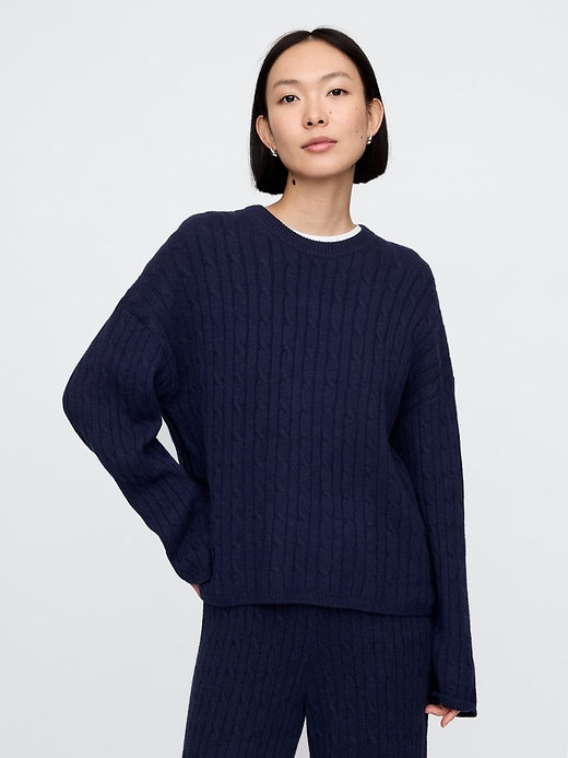 Image number 1 showing, CashSoft Cable-Knit Sweater