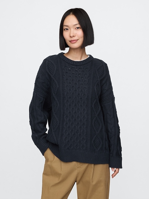 Image number 10 showing, Oversized Mixed Cable-Knit Sweater