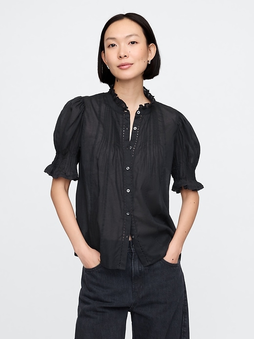 Image number 1 showing, Pintuck Ruffle Shirt