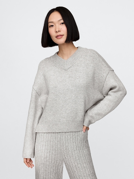 Image number 1 showing, CashSoft Oversized V-Neck Sweater