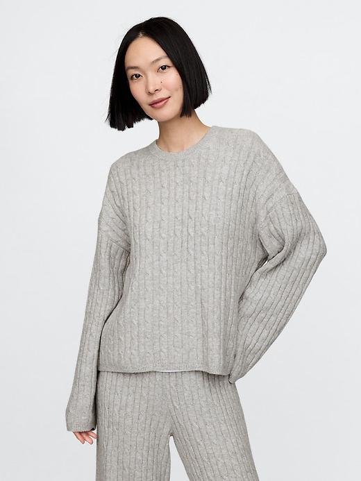 Image number 1 showing, CashSoft Cable-Knit Sweater