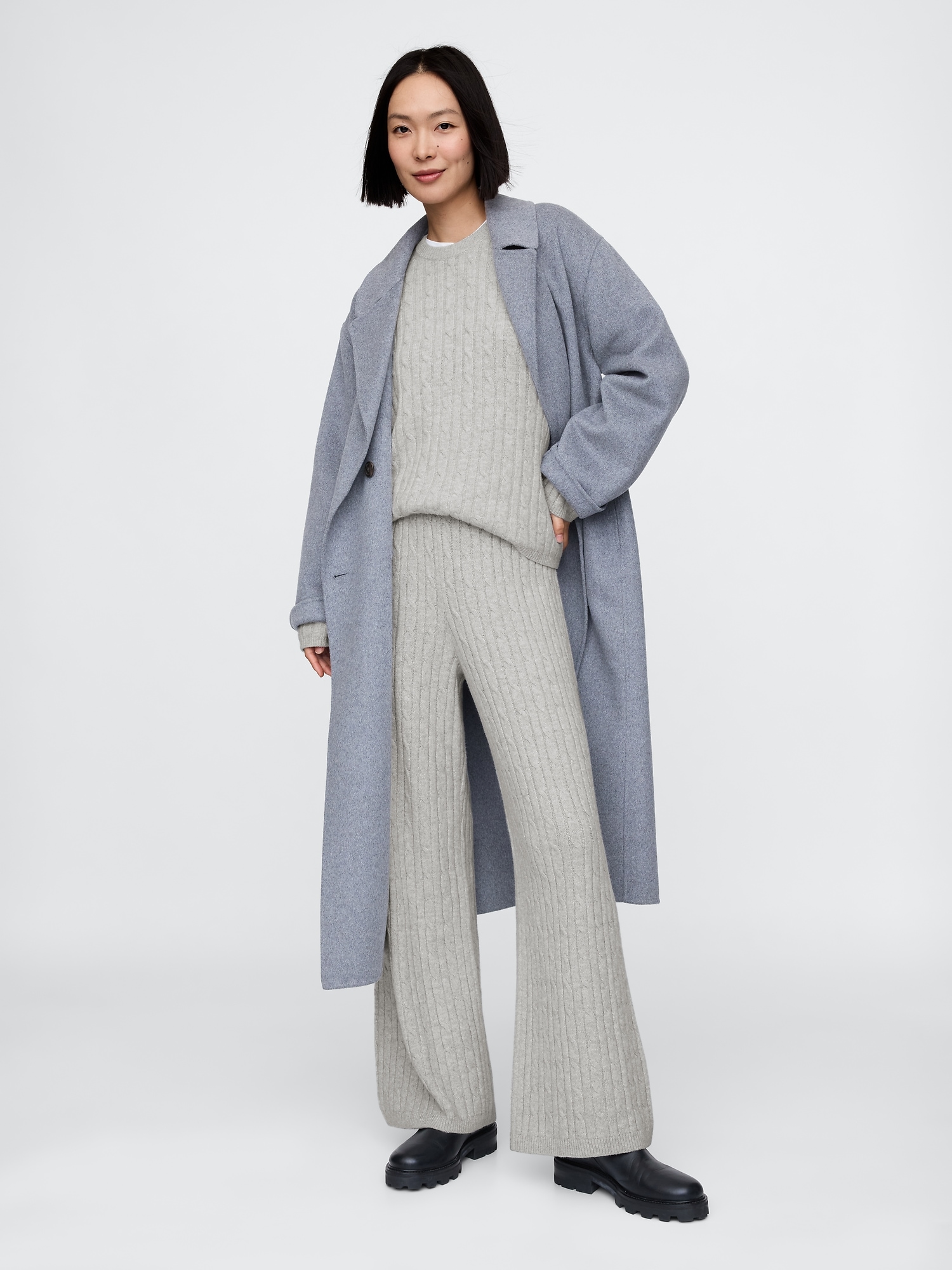 CashSoft Cable-Knit Sweater Pants